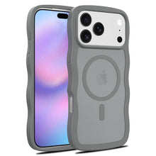 Magsafe golvend patroon doorschijnend hoesje voor iPhone 17 Pro Max grijs