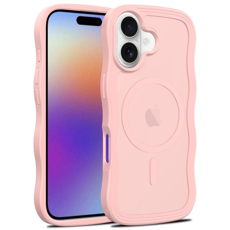 Magsafe golvend patroon transparant hoesje voor iPhone 17 roze