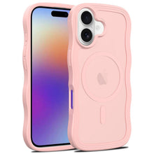 Magsafe golvend patroon transparant hoesje voor iPhone 17 roze