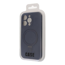 Pure color MagSafe liquid silicone case met standaard hoes voor iPhone 16 Pro Midnight Blue