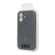 Pure color Magsafe liquid silicone hoesje met standaard cover voor iPhone 16 grijs zonder logo