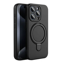 Pure Color MagSafe Liquid Silicone Hoesje met Standaard voor iPhone 16 Pro zwart