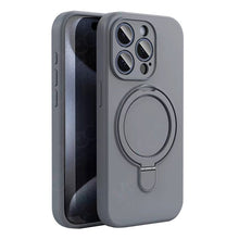 Pure Color MagSafe liquid siliconen hoesje met standaard voor iPhone 16 Pro Max grijs zonder logo