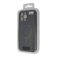 Pure Color MagSafe liquid siliconen hoesje met standaard voor iPhone 16 Pro Max grijs zonder logo