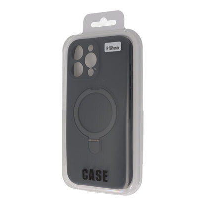 Pure Color MagSafe liquid siliconen hoesje met standaard voor iPhone 16 Pro Max grijs zonder logo