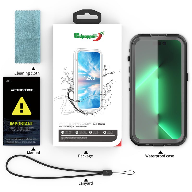 Redpepper IP68 waterdichte schokbestendige hoes voor iPhone 14 Pro Zwart