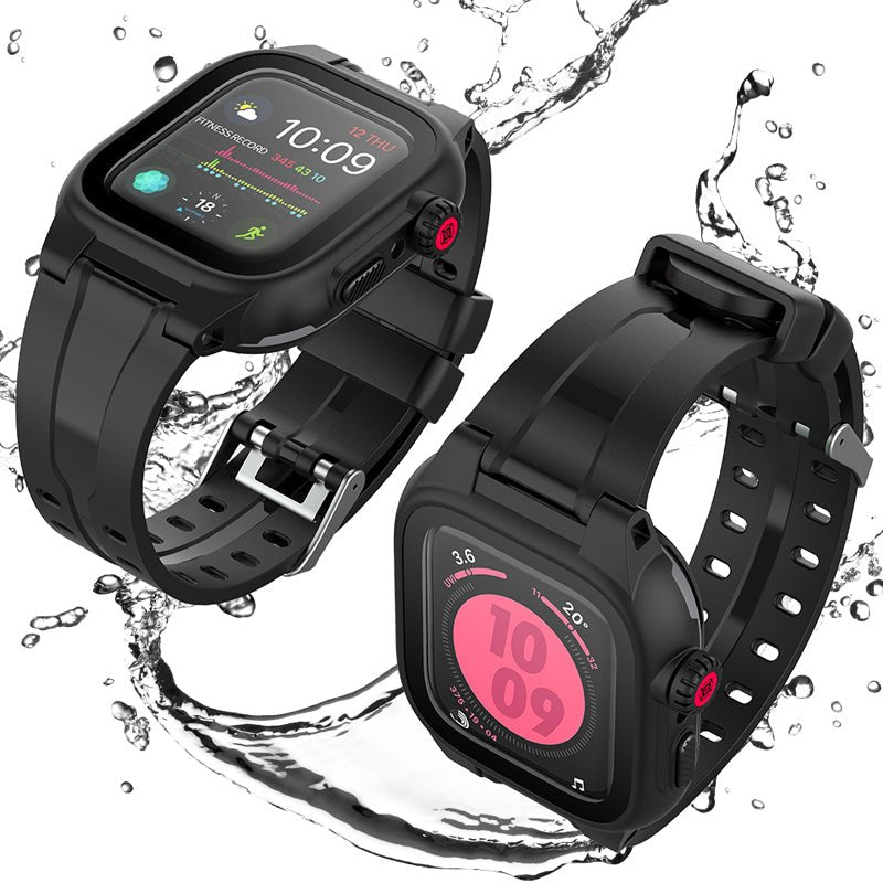 Redpepper TPU + PC + Siliconen waterdichte horlogehoes voor Apple Watch Series 2/3 38mm Zwart