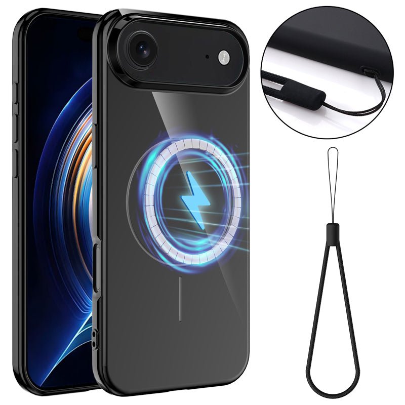 Slanke antislip schokbestendige magnetische TPU hoes met ketting voor iPhone 17 Air zwart