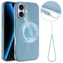Slanke antislip schokbestendige magnetische TPU - hoes met lanyard voor iPhone 17 Blauw