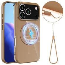 Slim antislip schokbestendige magnetische TPU - hoes met koord voor iPhone 17 Pro goud