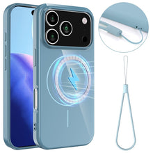Slim antislip schokbestendige magnetische TPU hoes met lanyard voor iPhone 17 Pro blauw