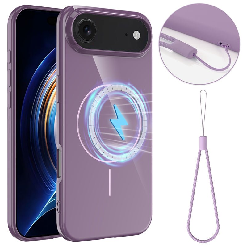 Slim antislip schokbestendige magnetische TPU hoesje met koord voor iPhone 17 Air paars