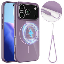 Slim antislip schokbestendige magnetische TPU hoesje met koord voor iPhone 17 Pro paars