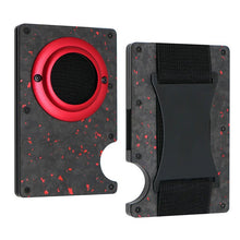 Slim business forged carbon fiber airtag portemonnee kaart houder rfid metalen aluminium case met cash strap rood