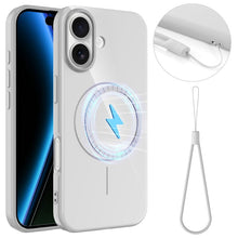 Slim niet - slip schokbestendige magnetische TPU case met lanyard voor iPhone 17 zilver