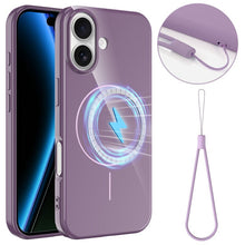 Slim non - slip schokbestendige magnetische tpu hoesje met koord voor iPhone 17 paars