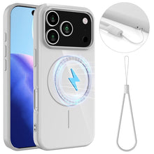 Slimme antislip schokbestendige magnetische tpu hoes met halskoord voor iPhone 17 Pro Max zilver