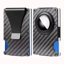 Slimme zakelijke carbon fiber Airtag portemonnee kaart houder RFID metalen aluminium case met cash clip zwart