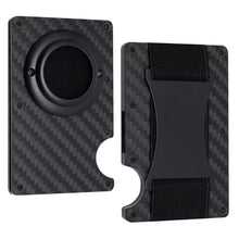 Slimme zakelijke carbon fiber airtag portemonnee kaart houder rfid metalen aluminium hoes met cash band zwart