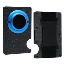 Slimme zakelijke carbon fiber airtag portemonnee kaart houder rfid metalen aluminium hoes met kassistroop blauw