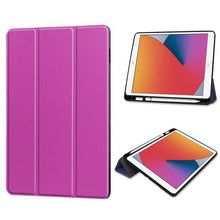Solid kleur horizontale deformatie flip leren hoes met penhouder TPU hoes voor iPad Mini 2021/Mini 6/Mini 2024/Mini 7 paars