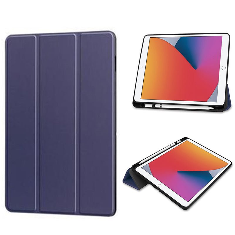 Solid kleur horizontale flip lederen hoes met penhouder TPU hoes voor iPad Mini 2021/Mini 6/Mini 2024/Mini 7 donkerblauw