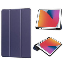 Solid kleur horizontale flip lederen hoes met penhouder TPU hoes voor iPad Mini 2021/Mini 6/Mini 2024/Mini 7 donkerblauw