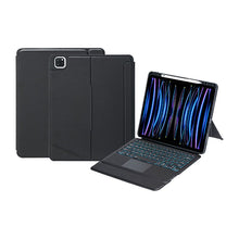 TPU hoes met afneembaar toetsenbord & toetsenbordverlichting & trackpad & pennenhouder voor iPad Pro 12.9 2018 3e/Pro 12.9 2020 4e/Pro 12.9 2021 5e/Pro 12.9 2022/6e/Air 13 2024 zwart