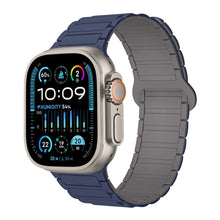 Tweekleurige magnetische siliconen horlogeband voor Apple Watch Series 42mm/44mm/45mm/49mm Grijs Blauw