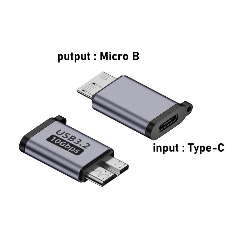 USB - C (Female) naar Micro - B (Male) 10Gbps Super Speed Data Sync Adapter