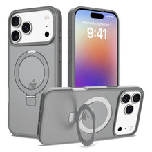 Vloeibaar siliconen anti - val hoesje met standaard voor iPhone 17 Pro Max Grijs