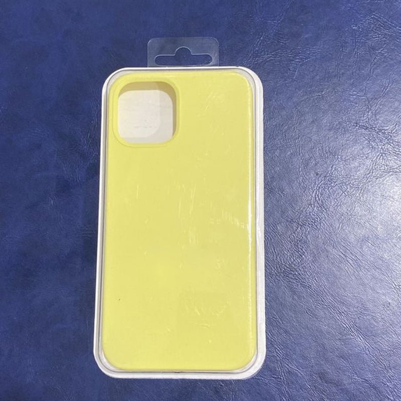 Volle effen kleur vloeibare siliconen hoes zonder logo voor iPhone 13 Mini Flash Yellow