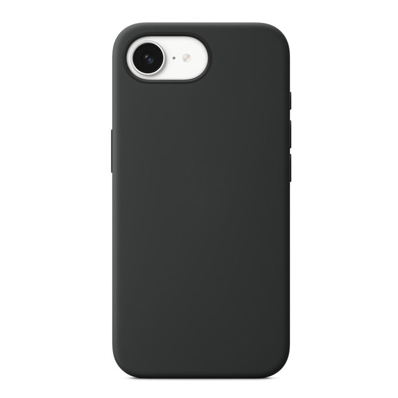 Volle pure kleur vloeibaar siliconen hoes zonder logo voor iPhone 16e zwart