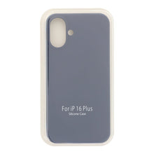 Volle pure liquid siliconenhoes zonder logo voor iPhone 16 Plus midnight blue