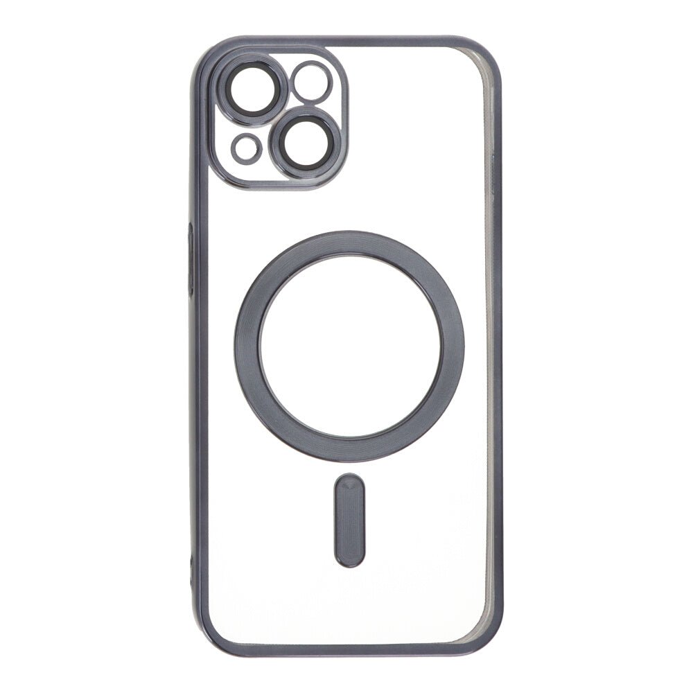 Volledig dekkende lens magnetische plating frame hoes voor iPhone 14 zwart