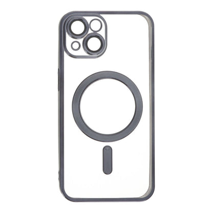 Volledig dekkende lens magnetische plating frame hoes voor iPhone 14 zwart