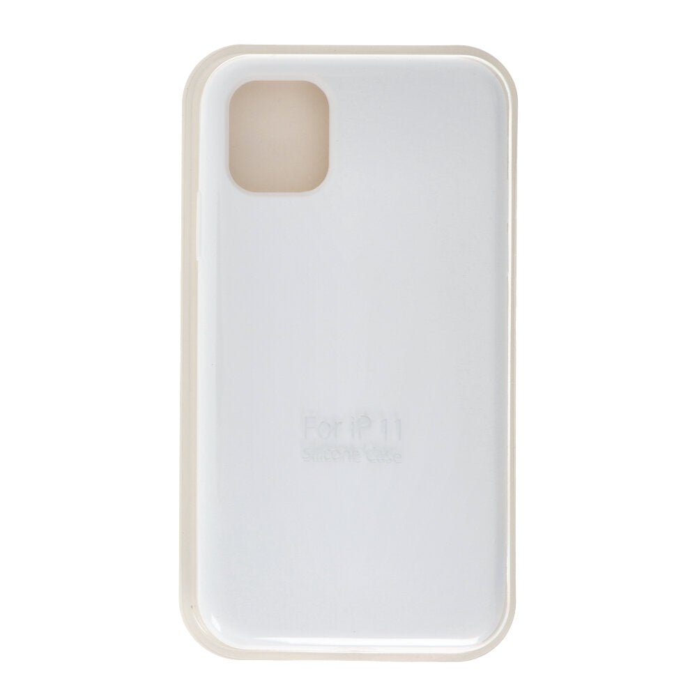 Volledig effen kleur vloeibaar siliconen hoesje zonder logo voor iPhone 11 wit
