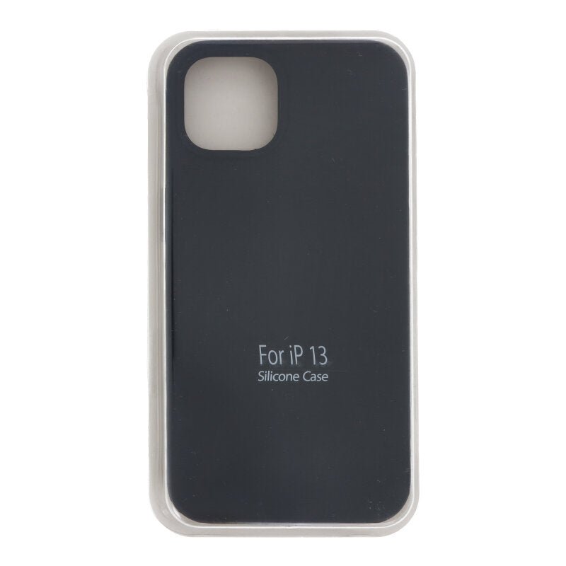 Volledig effen kleur vloeibaar siliconen hoesje zonder logo voor iPhone 13 zwart