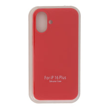 Volledig effen kleur vloeibaar siliconen hoesje zonder logo voor iPhone 16 Plus rood