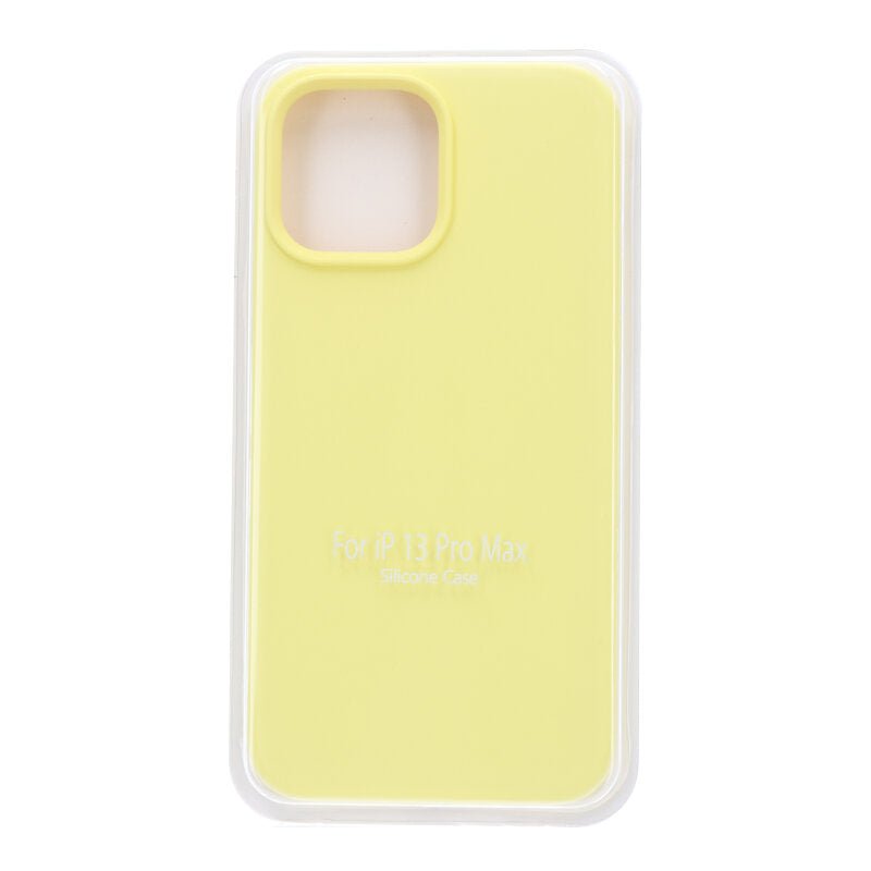 Volledig effen kleur vloeibare siliconen hoes zonder logo voor iPhone 13 Pro Max Flash Yellow