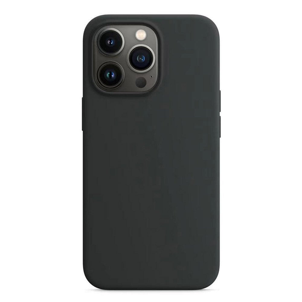 Volledig effen kleur vloeibare siliconen hoes zonder logo voor iPhone 13 Pro zwart