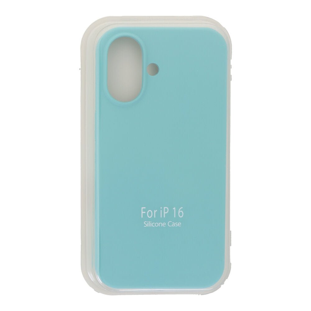 Volledig effen kleur vloeibare siliconen hoes zonder logo voor iPhone 16 Sea Blue