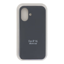 Volledig effen kleur vloeibare siliconen hoes zonder logo voor iPhone 16 zwart