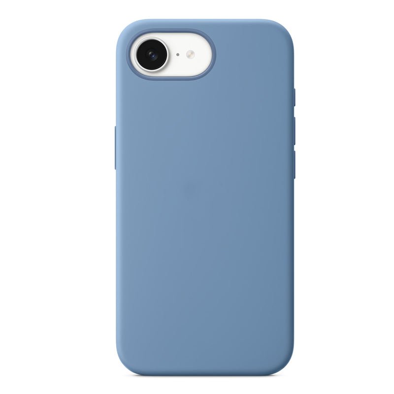 Volledig effen kleur vloeibare siliconen hoes zonder logo voor iPhone 16e sky blue