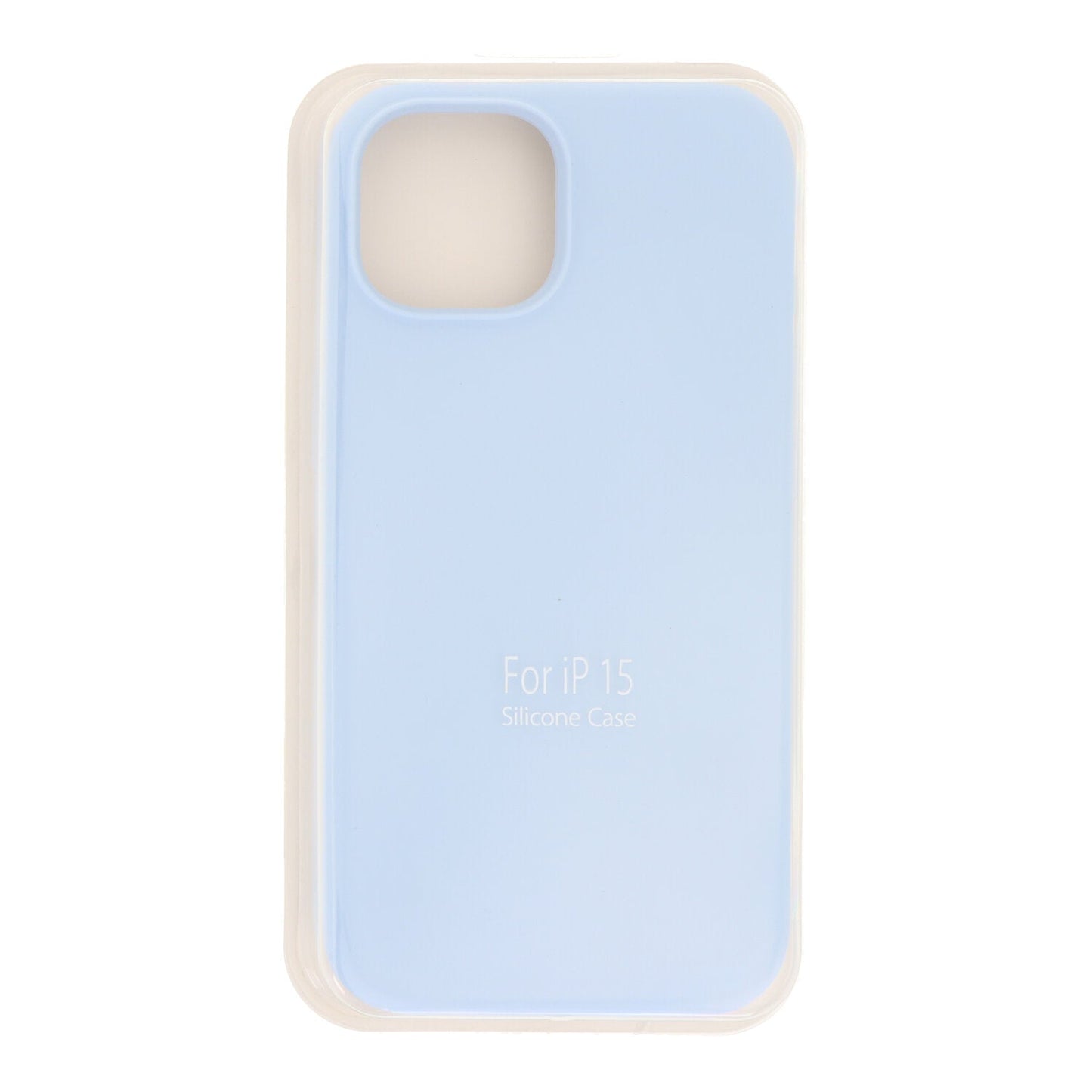 Volledig effen kleur vloeibare siliconen hoesje zonder logo voor iPhone 15 azuur