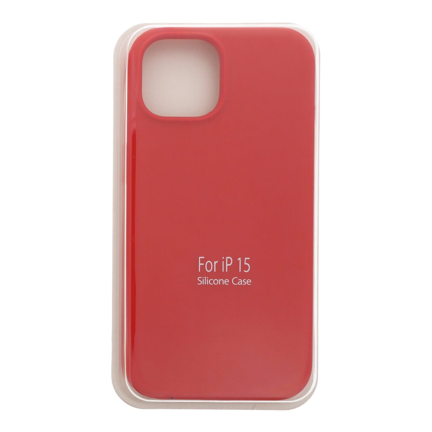 Volledig effen kleur vloeibare siliconen hoesje zonder logo voor iPhone 15 rood