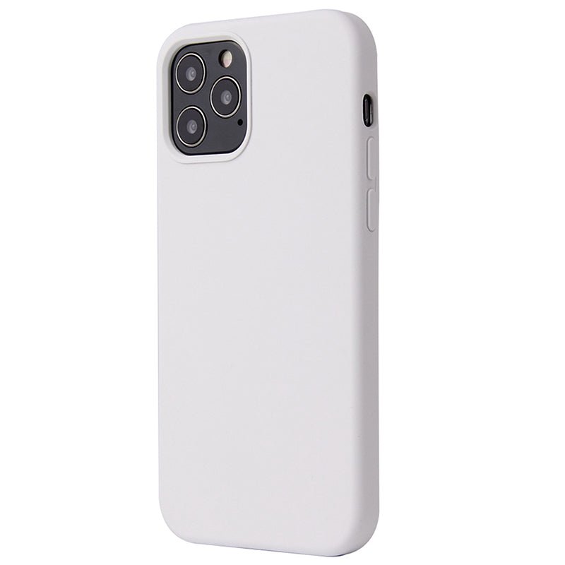 Volledig effen kleuren liquid siliconen hoesje zonder logo voor iPhone 12/12 Pro Wit