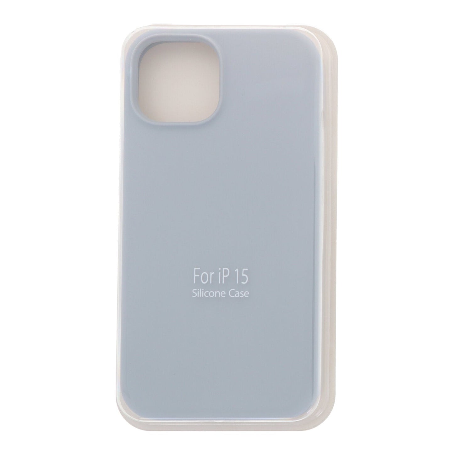 Volledig pure kleur liquid siliconen hoesje zonder logo voor iPhone 15 grijs blauw