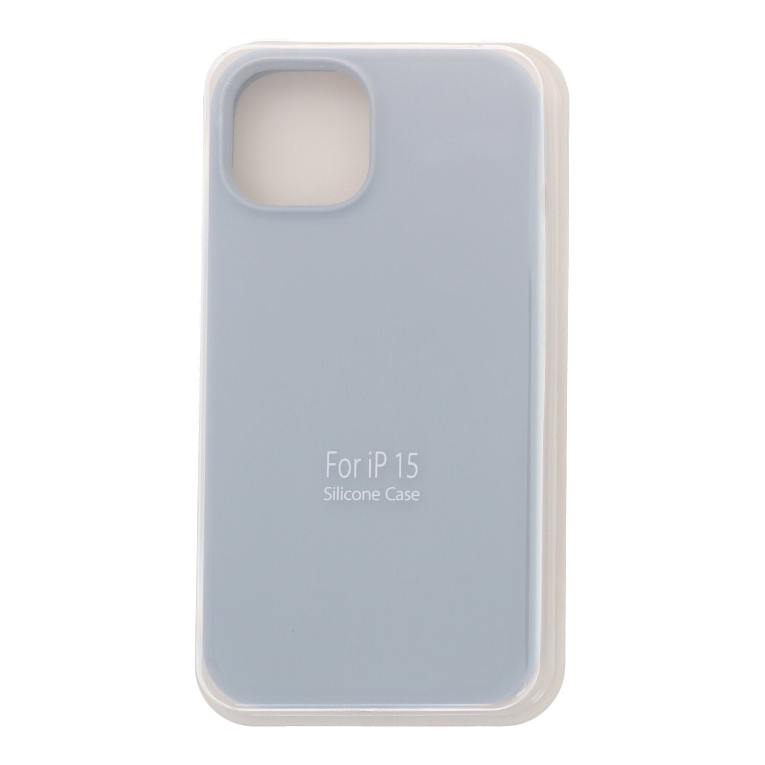 Volledig pure kleur liquid siliconen hoesje zonder logo voor iPhone 15 grijs blauw