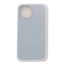 Volledig pure kleur liquid siliconen hoesje zonder logo voor iPhone 15 grijs blauw